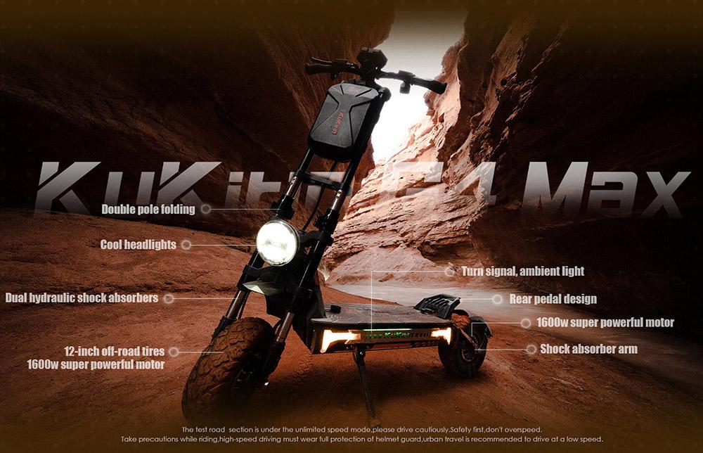 KuKirin G4 Max Off-Road Electric Scooter, 2*1600W Brushless Hub Motor, 12-inch Off-road Pneumatic Tires, 60V 35.2Ah Battery