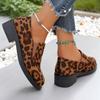 Large Size Single Shoes Women's Autumn New Pointed Leopard Print Casual Thick Heel One Pedal Single Shoes Women