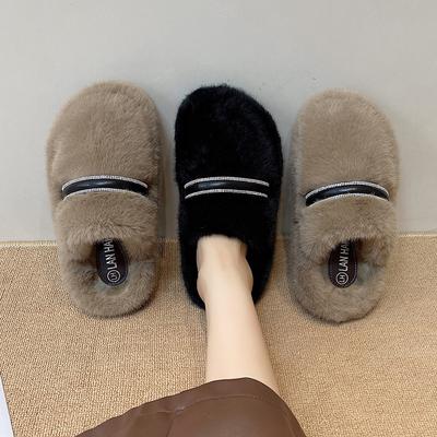 2025 осень и зима корейская версия хлопковая обувь плюшевая обувь теплая плюшевая обувь мягкая подошва универсальные хлопковые тапочки