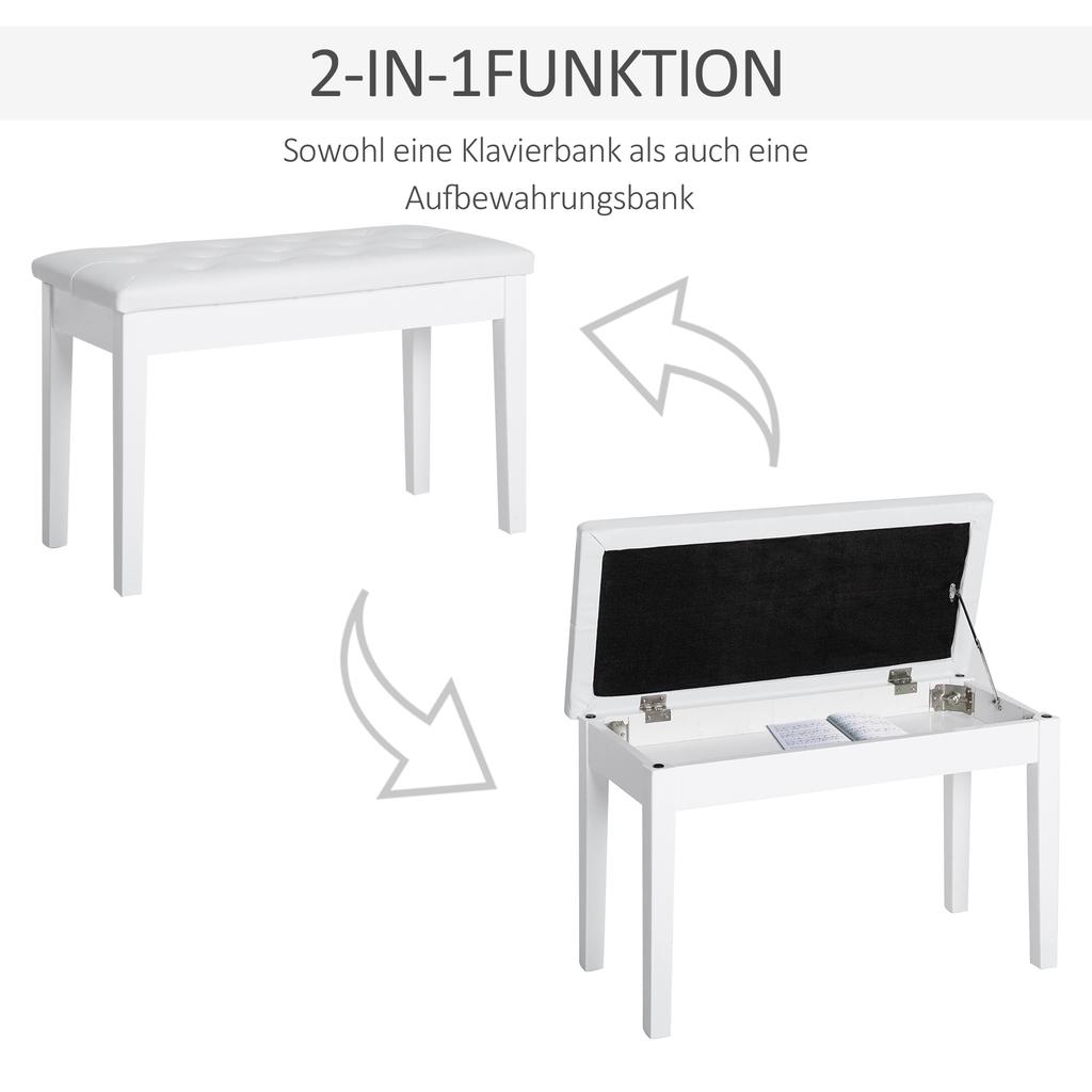 PU Leather Upholstered Piano Stool Makeup Stool Bench Dressing Table Seat with Storage 76x36x50cm, White