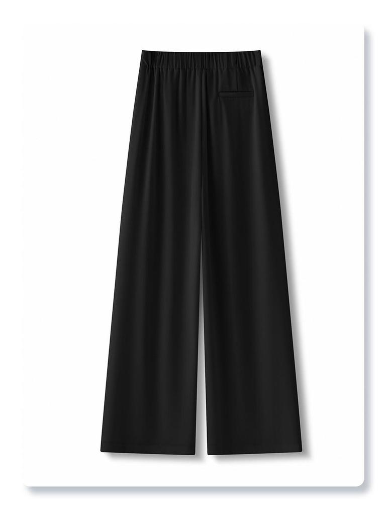 Женские серые брюки с высокой посадкой и широкими штанинами - Весенняя коллекция 2025: Драпирующийся, Свободный, Прямой крой, Повседневная элегантность