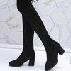 Модные осенние женские сапоги выше колена на толстом каблуке, новые высокие сапоги до бедра для женщин, туфли на каблуке, вечерние женские сапоги