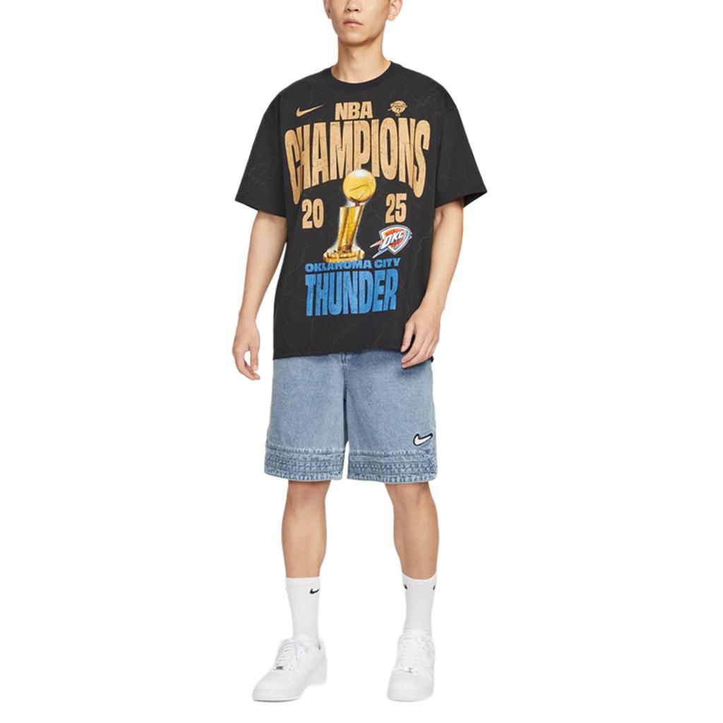 Nike НБА Оклахома-Сити Тандер Свитшот с круглым вырезом Удобный Универсальный Пуловер Со спущенным плечом Футболка с коротким рукавом Мужские футболки IU3076-010