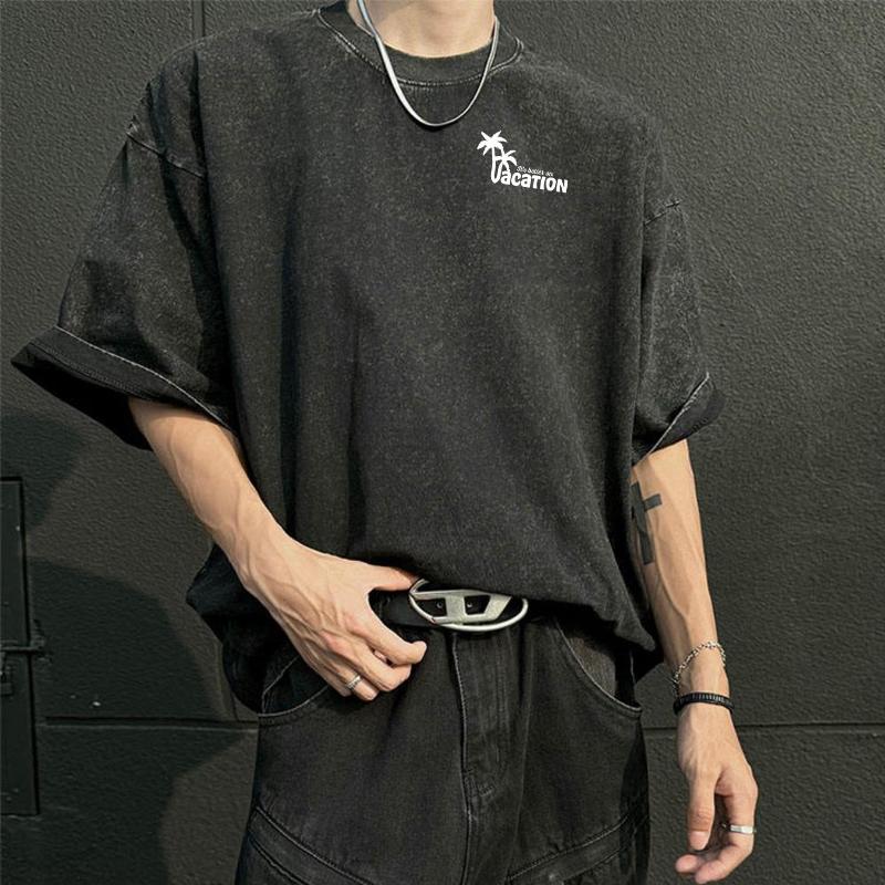 Винтажная футболка из 100% хлопка, выстиранная кислотой, с короткими рукавами, уличная одежда для отдыха, футболки большого размера в стиле Харадзюку в стиле хип-хоп