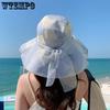 Retro Elegant Wide Brim Mesh Bow Large Sun Hats Women's Summer Casual Versatile Outdoor Beach Holiday Sunshade Hats