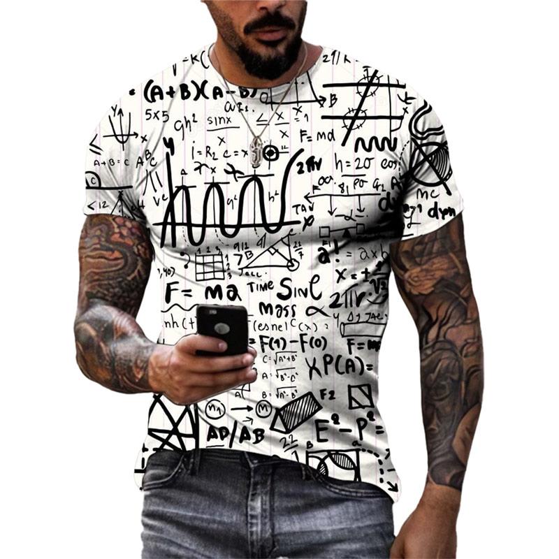 New Summer New Fashion 3D Formula Pattern Fashion Men's Casual Street Vintage Style Print O Neck Short Sleeve T-shirt