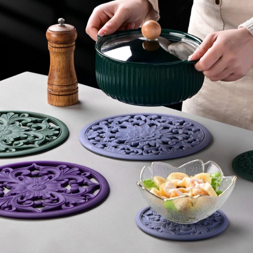 3Pcs Water Filter Silicone Trivet Mat Heat Resistant Placemat Fashion Pot Holder Table Decor