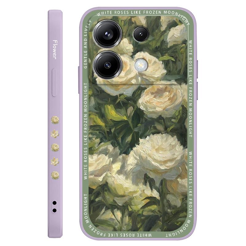 Элегантный белый чехол-накладка с розой для Xiaomi Poco F7 X7 X6 F6 M6 M5 M5S F5 X5 F4 X4 M4 F3 M3 X3 Pro 4G 5G GT Силиконовый чехол