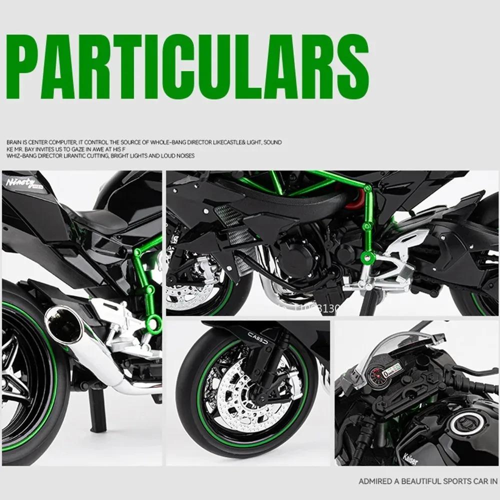 1:9 Kawasaki ZX-10R Ninja H2R Motorcycles Model Toys Cars Light Music Wheel Shock Absorption Miniature Vehicle Child Adult Gifts