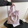 Korean Floral Canvas Tote Bag 2025 Summer New Large-capacity Pleated Cloud Bag Women's Fashion Shoulder Bag