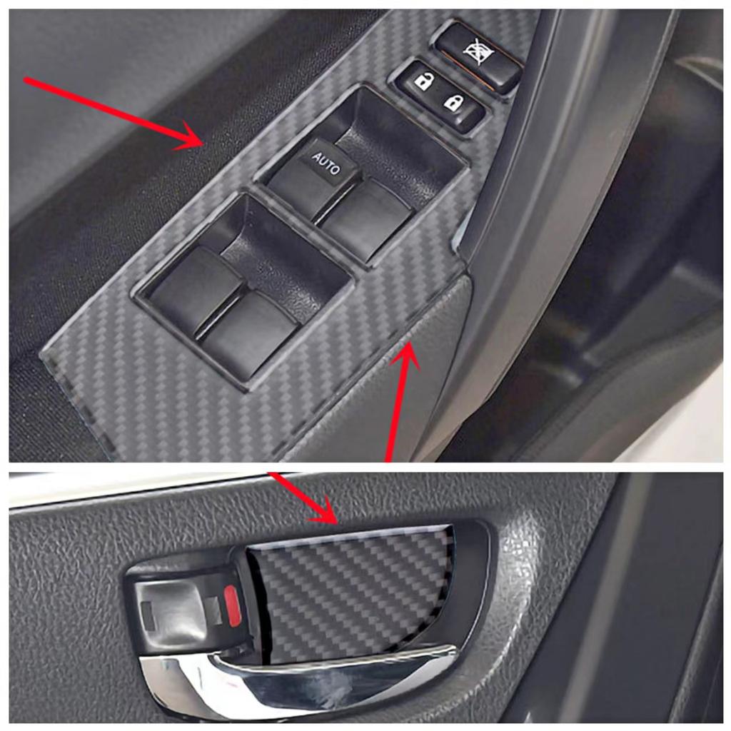 Carbon Fiber Car Interior Door Handle Windows Control Panel Armrest Cover Trim Decal Stickers For Toyota Corolla 2014 Auto