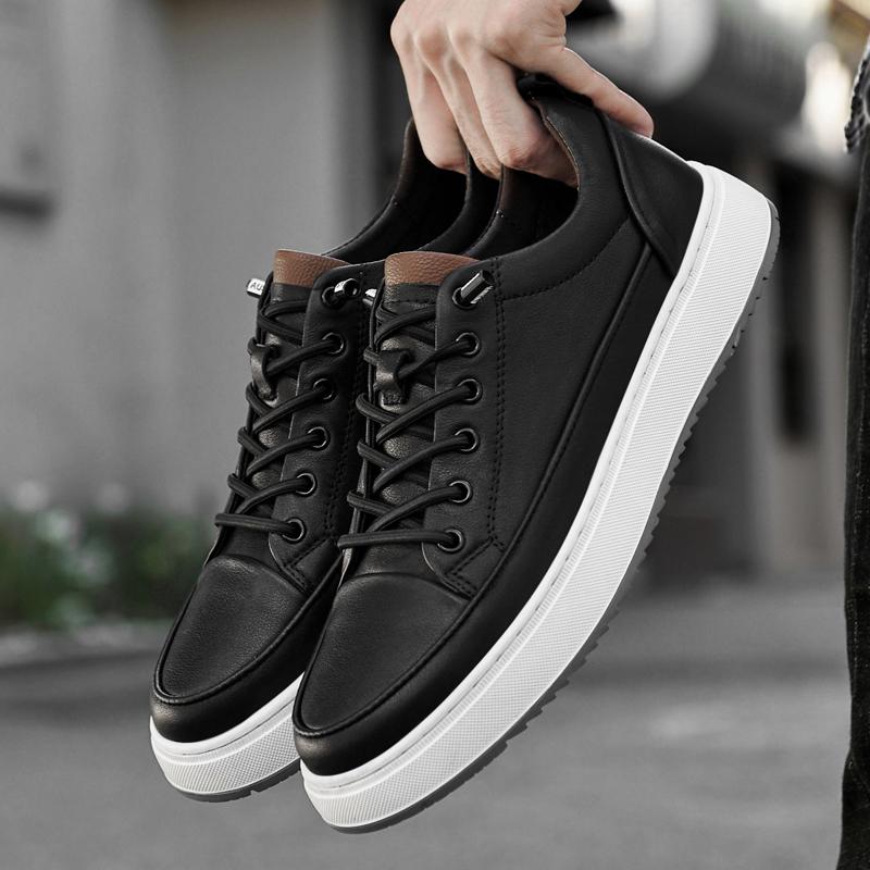 Модные высококачественные кеды для скейтборда, повседневная брендовая обувь, плоские туфли из натуральной кожи, мужские нескользящие прогулочные балетки на шнуровке, мужские кроссовки