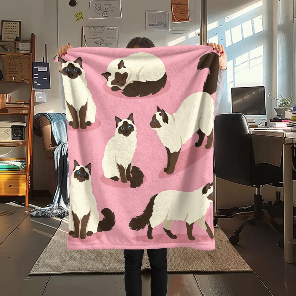 Pink background cat dog Print Flannel Blanket,High quality Comfortable for All Seasons,Home Decor,Warmth and Comfort,Perfect for Christmas Gifts
