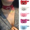 European & American Style Exaggerated PU Leather Bondage Collar with Silver Peach Heart Necklace - Nightclub & Streetwear Accessory