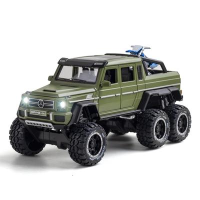 Масштаб 1/28 AMG G63 6X6 Пикап, литая под давлением модель автомобиля, игрушечный автомобиль с откатным механизмом со звуком и светом для детей, коллекция подарков для мальчиков и девочек