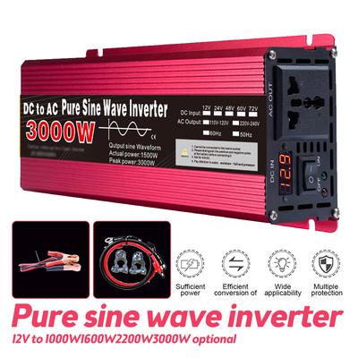 Новый инвертор чистой синусоиды DC12V в AC220V 1000W 1600W 2000W 3000W Портативный преобразователь Power Bank Автомобильный инвертор-трансформатор