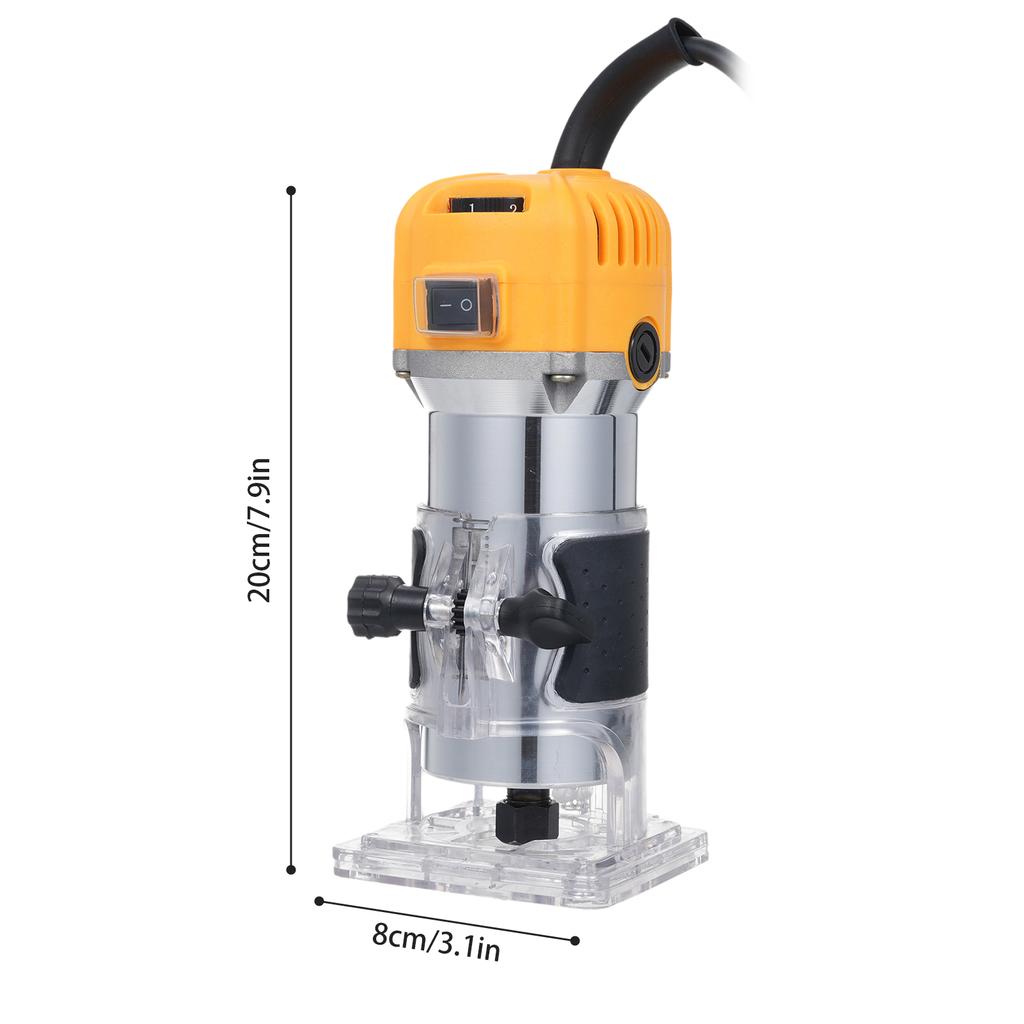 Компактный фрезерный станок 800 Вт для фрезерования по дереву, обрезки, гравировки, прорезки пазов, 30000 об/мин, переменная скорость с