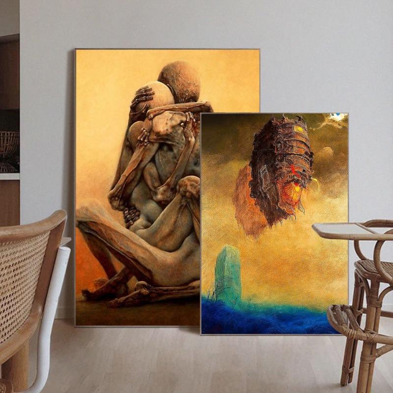 Zdzislaw Beksinski Art Anime Posters Sticky Whitepaper Sticker DIY Room Bar Cafe Kawaii Room Decor
