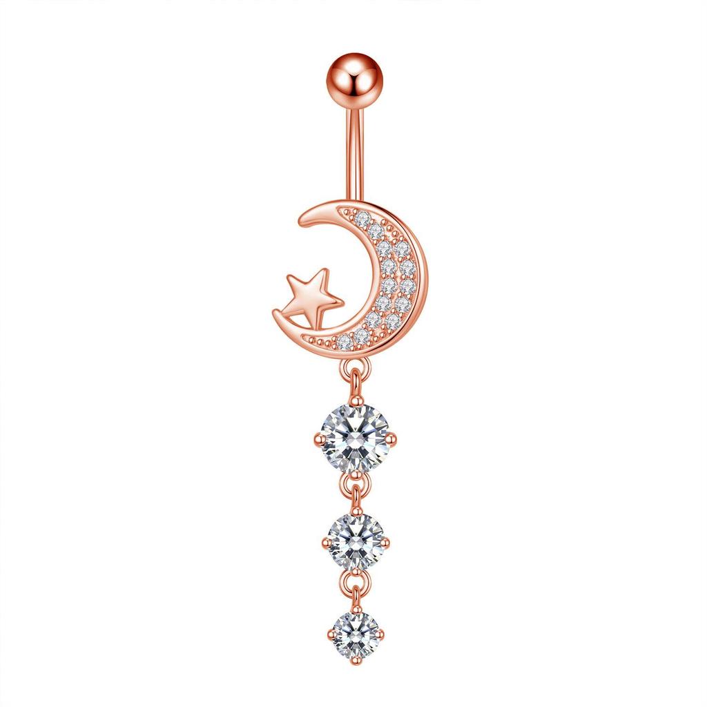 European & American Copper Zircon Floral Belly Button Ring