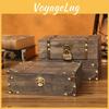 Деревянная серая винтажная коробка для хранения с замком для органайзера для ювелирных изделий, домашнее украшение