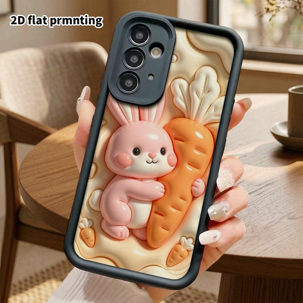 Phone Case: 2D flat design suitable for Samsung Galaxy A34 A35 M05 M06 S20 S22 S21 FE Plus 5G protective case, hugging a carrot rabbit, perfect Christ