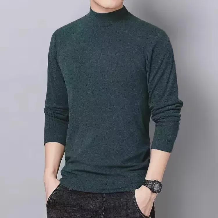 Men's Double-Sided Velvet Turtleneck T-Shirt with Warm Lining for Fall & Winter