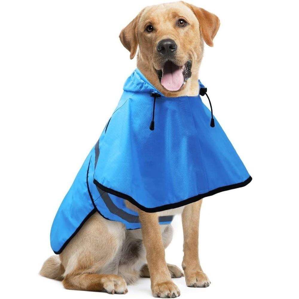 Waterproof Dog Hooded Raincoat Reflective Strip Pet Fluorescent Clothes Golden Retriever
