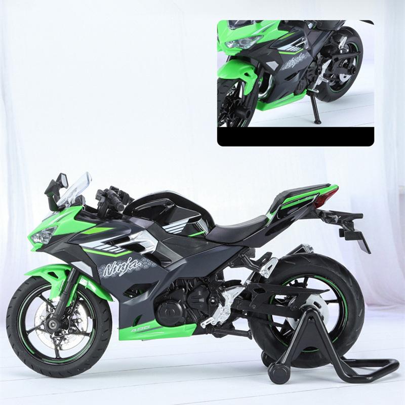 1/12 Kawasakis Ninja 400 Racing Cross-country Motorcycle Model Metal Street Motorcycle Collection Sound and Light Gift