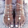 1PC Retro Beach Metal Coin Foot Ornaments Multi-layer Chain Tassel Anklets Ladies Beach Barefoot Accessories Women Fashion