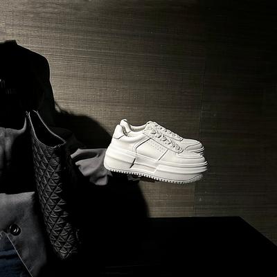 Женская весенняя новая корейская версия белых туфель из натуральной кожи на толстой подошве, студенческие универсальные кроссовки для спорта и отдыха, тренд