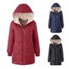 Women's Coat Solid Color Lambfleece Glossy Geometric Check Hooded Zipper Mid-length Cotton Jacket