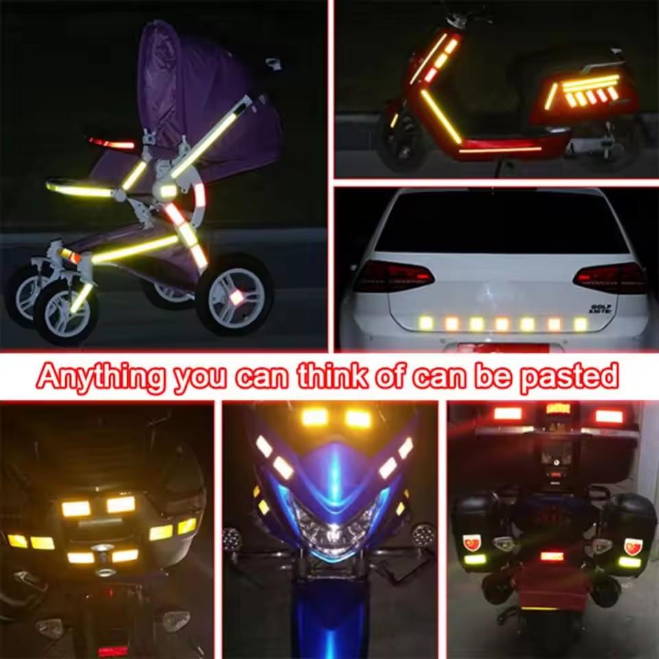 Reflective Tape Stickers Car Styling Shiny White Red Yellow Orange Safety Reflectors Mateiral For Automobiles Motorcycle