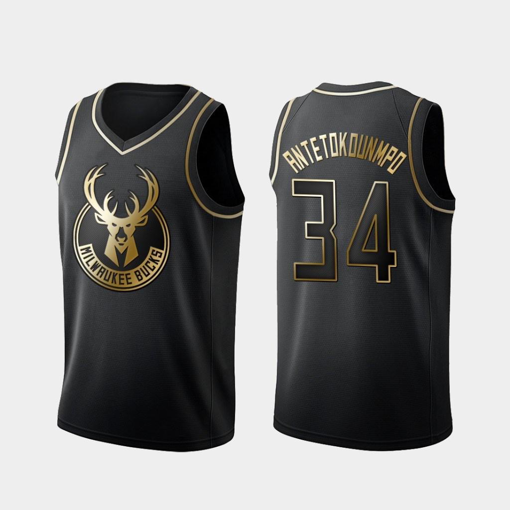 Bucks #34 Antetokounmpo Embroidered Basketball Jersey