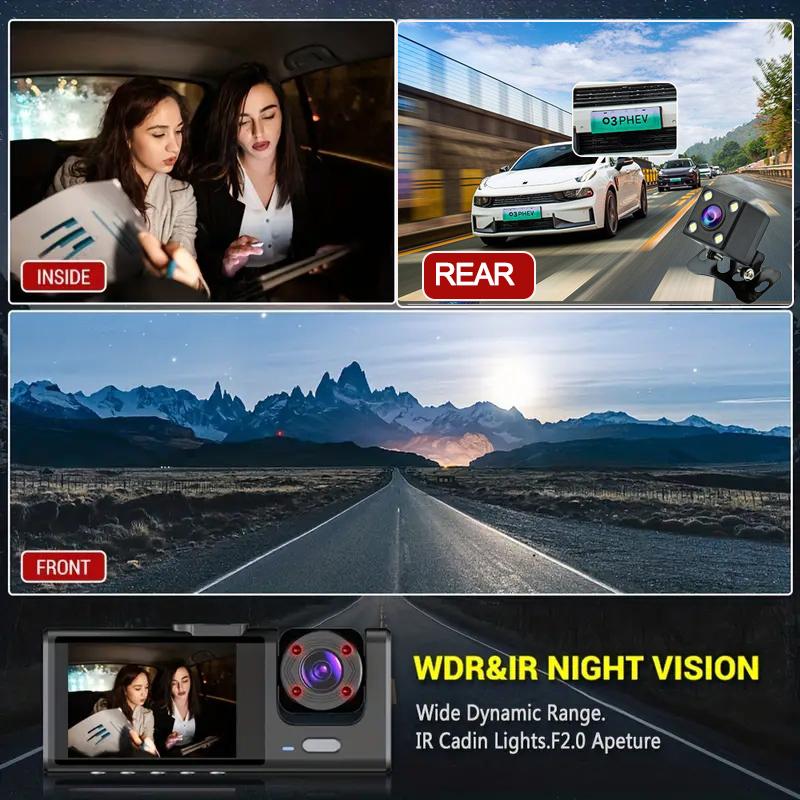 3Channel WIFI APP Dash Cam for Cars Recorder Video Car Dvr Rear View Camera for Vehicle Dash Camera Black Box Car Assecories