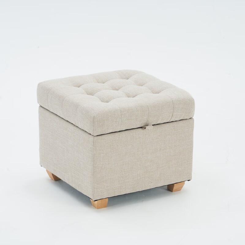 Multifunctional Cotton Linen Storage Ottoman