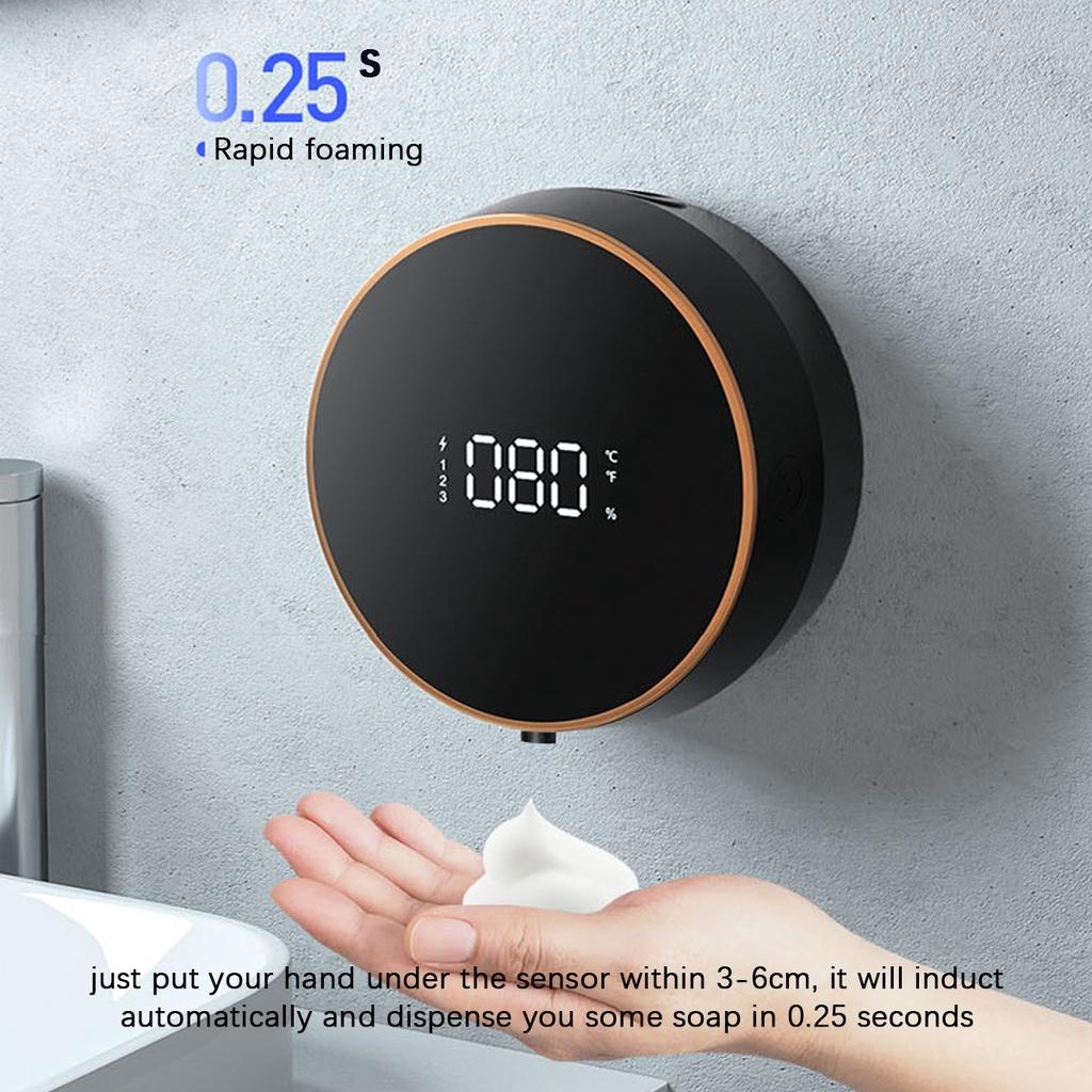 Настенный бесконтактный автоматический дозатор пены для мыла, дезинфицирующее средство для рук, жидкий быстрый пенообразующий насос с цифровым дисплеем температуры