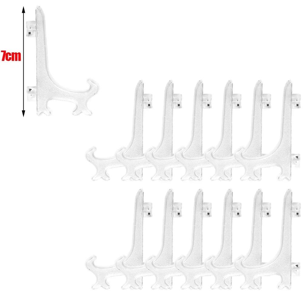 Clear Plastic Acrylic Easels Table Top Plate Holder Dish Bowl Racks Photos Picture Frame Folding Stand Storage Home Decor Holder