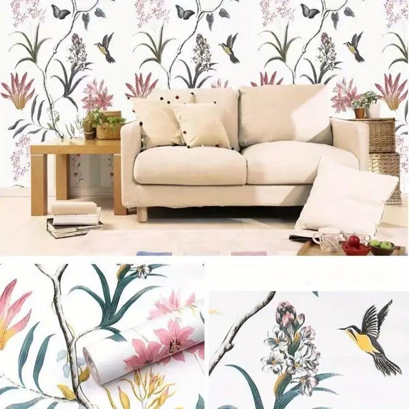 Европейский стиль Самоклеящиеся обои Водонепроницаемые Обои для гостиной Спальни Цветы Контактная бумага Наклейки для украшения дома