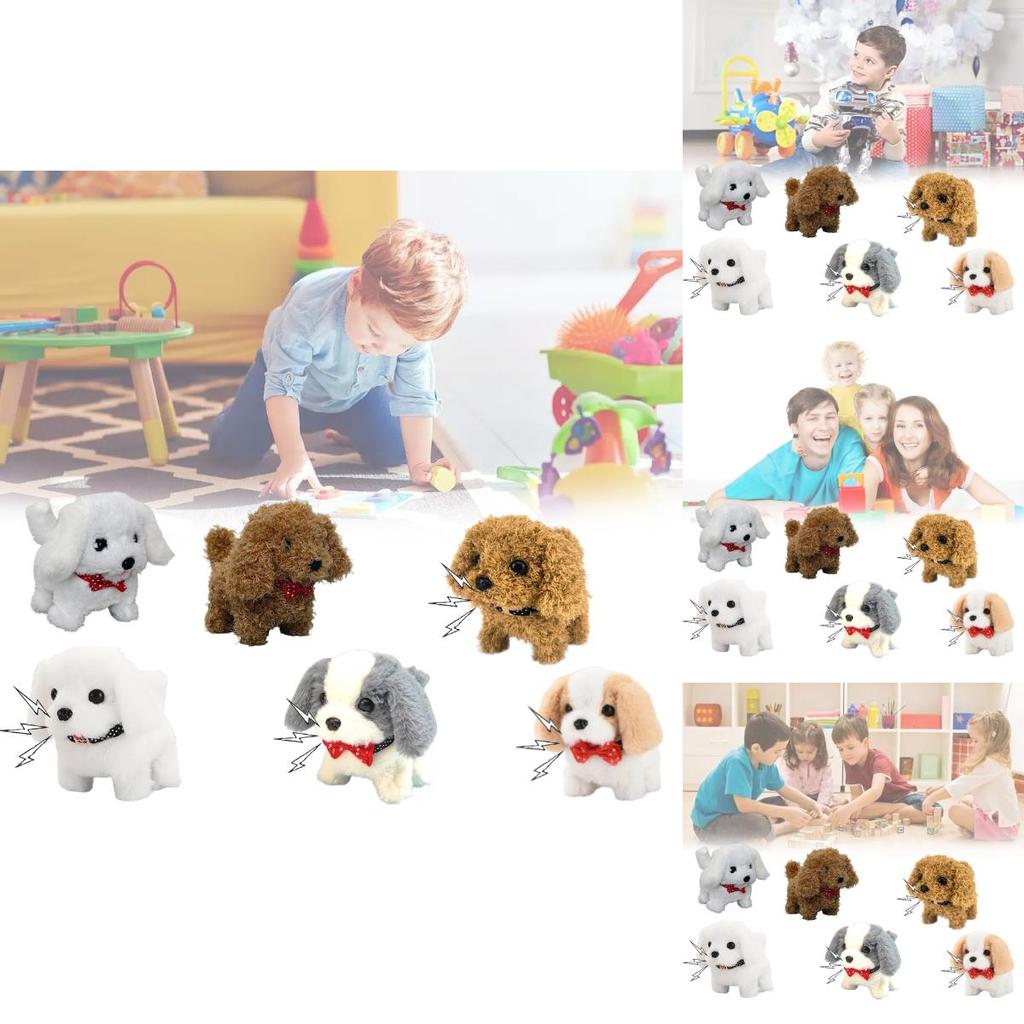 Интерактивная мягкая игрушка собака с функциями ходьбы и звука для вовлечения и игры ребенка