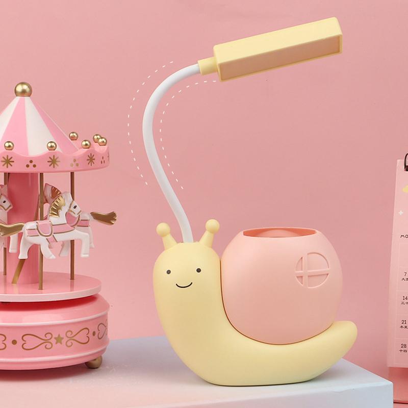 2-в-1 держатель для ручек с зарядкой в виде улитки, настольная лампа, складная защита для глаз от USB, ночник для спальни, ночник для чтения