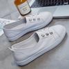 Fashion Leather Low-Cut White Shoes for Women 2025 Spring New Student Versatile Slip-on Lazy Flat Large Size Women's Shoessg54
