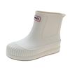 Fashion Solid Rain Boots Women Fleece Platform Rain Boots Non-Slip Boots Women Ankle Rubber Boots Outside Slip-on Water Shoes