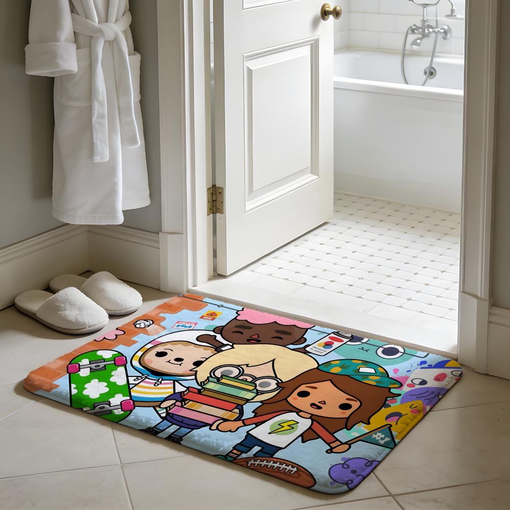 Toca LLife World Game Floor Mat Soft Flannel Absorbent Mat Non-Slip Rug Home Bedroom Bathroom
