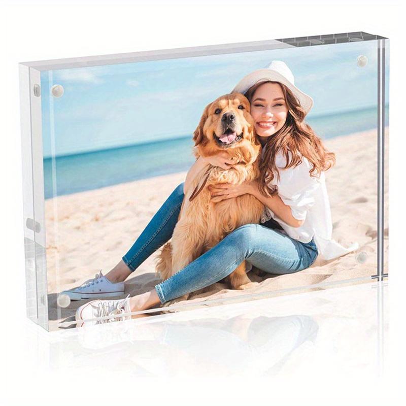 4x6 Inch Acrylic Photo Frame, Double-sided Transparent Frameless Photo Frame with Magnetic Desktop Transparent Photo Frame