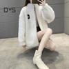 Зимнее женское пальто из утолщенного двухстороннего искусственного флиса, однотонное, воротник-стойка, защита шеи, декор в виде букв, длинные рукава, сохраняющие тепло, для путешествий на свежем воздухе