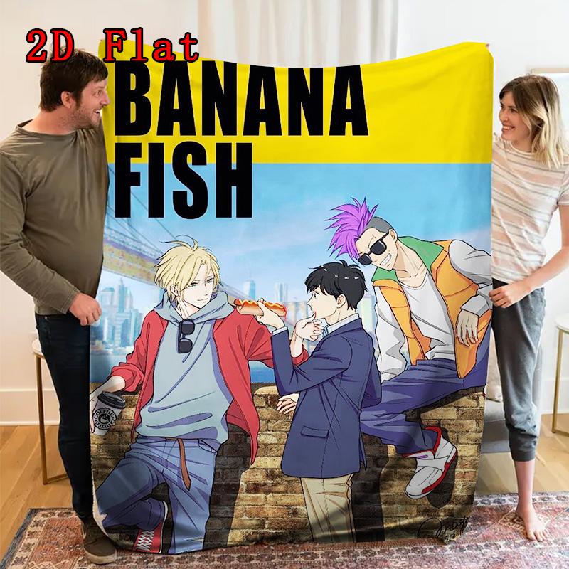 Banana Fish 2D Flat Pattern Flannel Blanket High quality All Seasons Warmth and Comfort Perfect for Christmas Gifts.DMT0925489