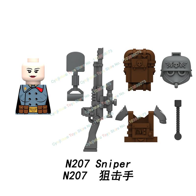 Modern Pyro Soldier Sergeant Signal Corps Sniper Instructor Building Blocks Bricks Accessories Head Weapon Kid Toys N201-208