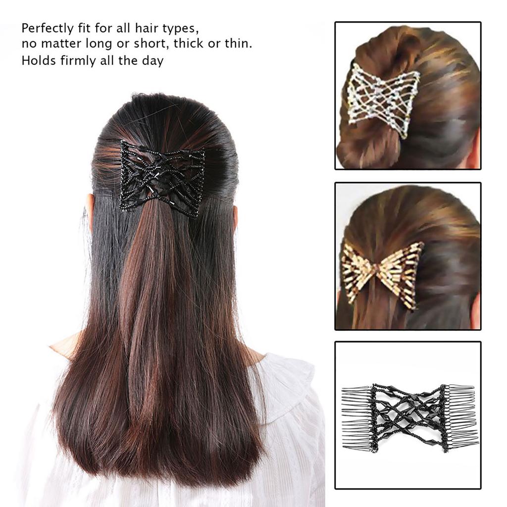 Женщины Девушка Волшебные Легкие Бусины Для Волос Слайд Эластичный Гребень Зажим Эластичная Шпилька Черный