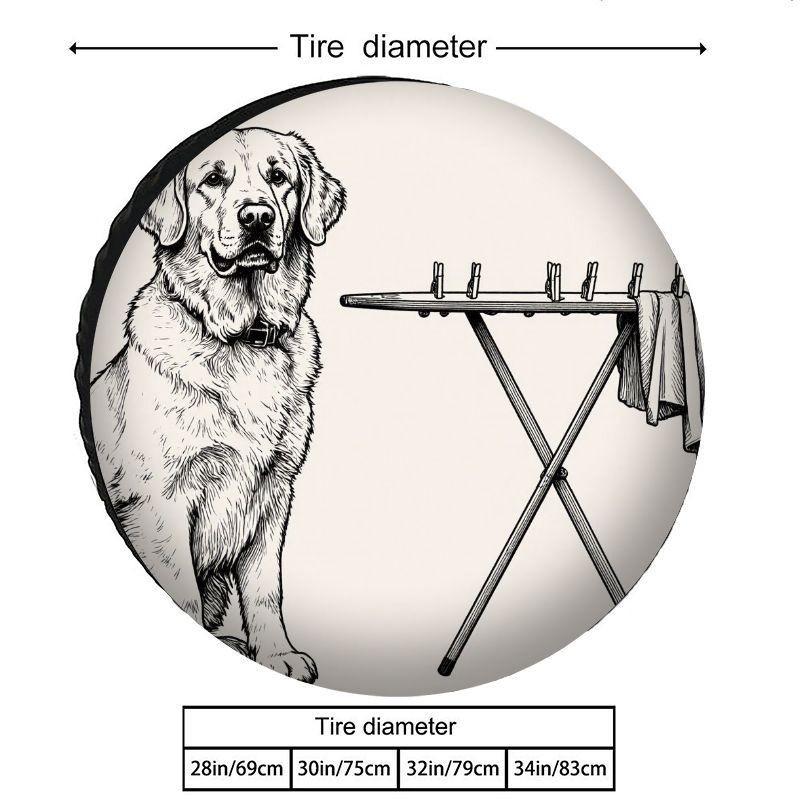 Golden Retriever Line Art Tire Cover Durable Polyester Weather Resistant Spare Wheel Protector