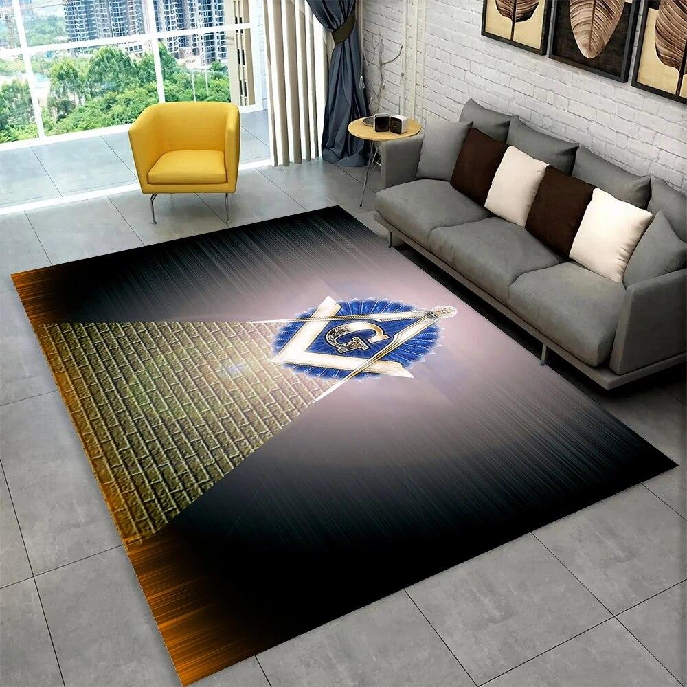 3D Freemason Masonic Illuminati Ring Area Rug,All Seeing Eye Carpet Rug for Living Room Bedroom Doormat Decor,Non-slip Floor Mat